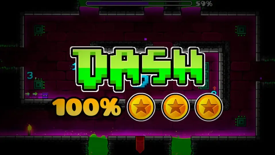 Fondo de nuevo nivel con el texto del nuevo nivel de Geometry Dash 2.2
