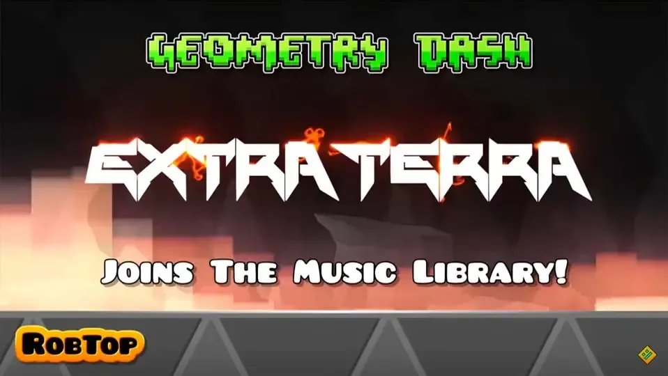 Captura de pantalla del juego Geometry Dash con el nuevo artista Extraterra