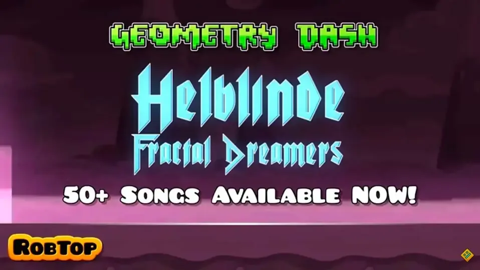 Captura de pantalla del juego Geometry Dash con el nuevo artista Helblinde