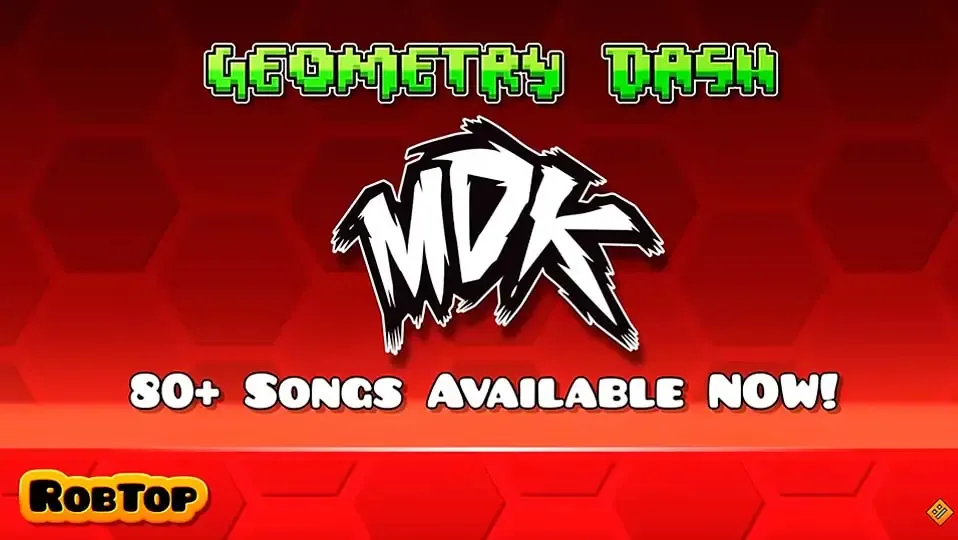Captura de pantalla del juego Geometry Dash con el nuevo artista MDK