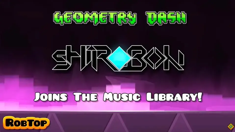 Captura de pantalla del juego Geometry Dash con el nuevo artista Shirobon
