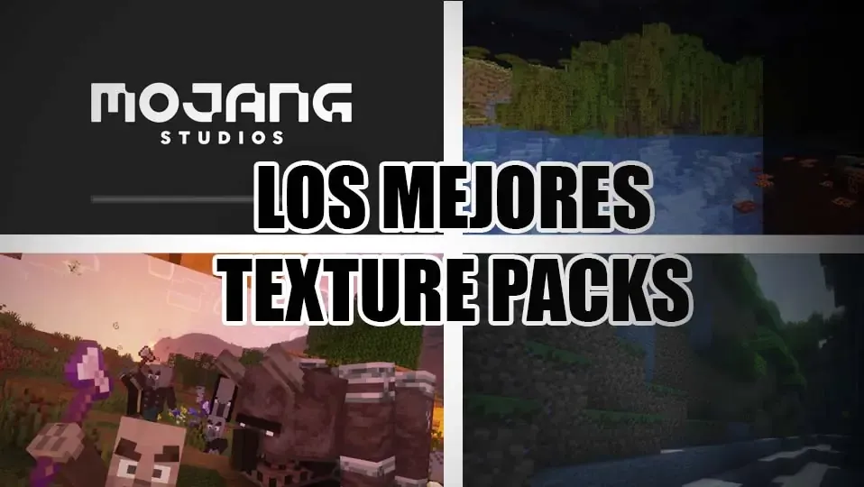 Imagen con 4 capturas de pantalla de minecraft con diferentes texturas