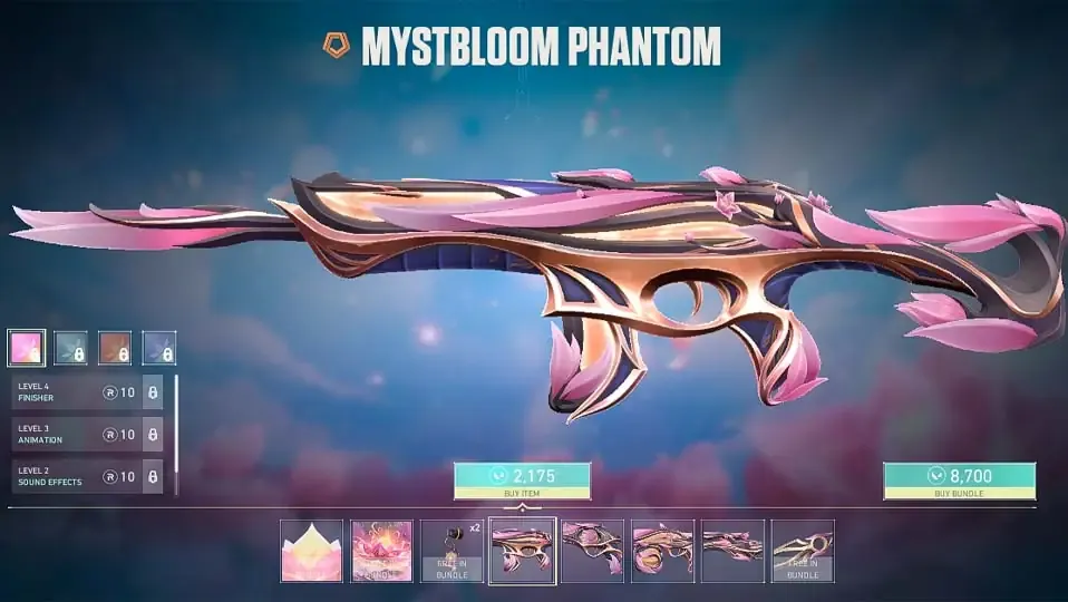 Skin de mystbloom phantom de valorant en la tienda de valorant